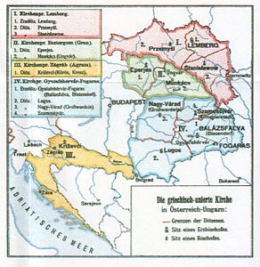 Karte der Kirchenprovinz Großerzbistum Făgăraș und Alba Iulia