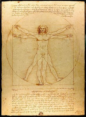 „Der vitruvianische Mensch“, Zeichnung von Leonardo da Vinci aus dem Jahr 1492