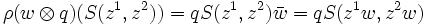 \rho(w\otimes q)(S(z^1,z^2))=qS(z^1,z^2)\bar w=qS(z^1w,z^2w)