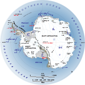Übersichtskarte der Antarktis mit dem Ellsworthgebirge
