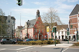 Marktplatz und Rathaus in Werden