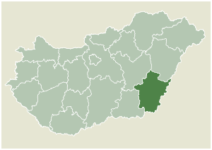 Lage des Komitats Komitat Békés  in Ungarn (anklickbare Karte)