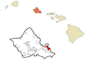 Honolulu County Hawaii Incorporated and Unincorporated areas Kailua Highlighted.svg