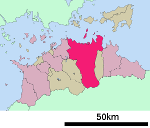 Lage Takamatsus in der Präfektur