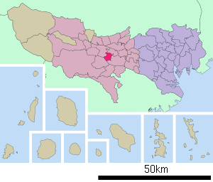 Lage Kunitachis in der Präfektur