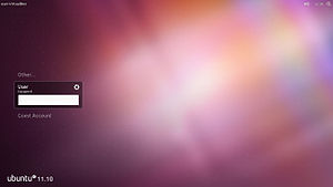 Bildschirmfoto des Anmeldebildschirms unter Ubuntu 11.10