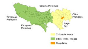 Lage Chiyodas in der Präfektur