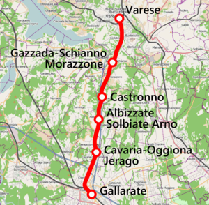 Strecke der Bahnstrecke Gallarate–Varese