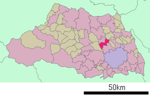 Lage Okegawas in der Präfektur
