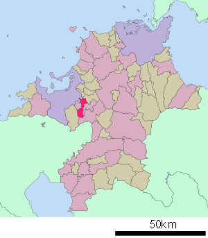 Lage Ōnojōs in der Präfektur