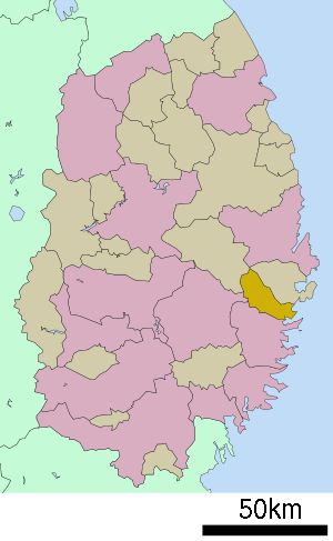 Lage Ōtsuchis in der Präfektur