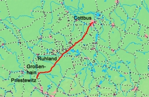 Strecke der Bahnstrecke Großenhain–Cottbus