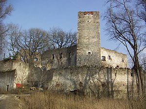 Die Burganlage mit ihrem romanischen Bergfried