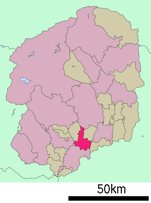 Lage Shimotsukes in der Präfektur