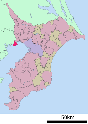 Lage Urayasus in der Präfektur