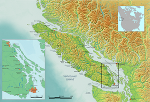 Lage Victorias an der Südostküste von Vancouver Island