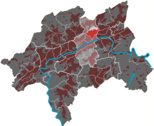 Lage des Quartiers Sedansberg im Stadtbezirk Barmen