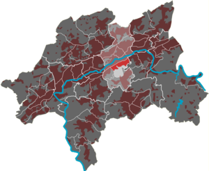 Lage des Quartiers Kothen im Stadtbezirk Barmen