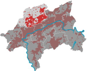 Lage des Bezirks Uellendahl-Katernberg in Wuppertal