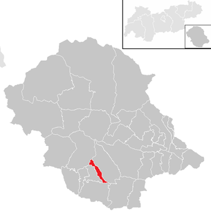Lage der Gemeinde Abfaltersbach (Tirol) im Bezirk Lienz (anklickbare Karte)