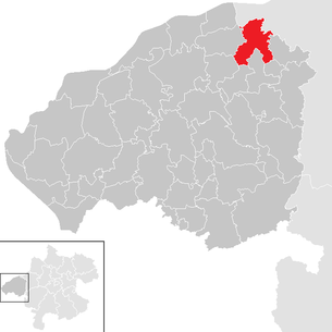 Lage der Gemeinde Altheim (Oberösterreich) im Bezirk Braunau am Inn (anklickbare Karte)