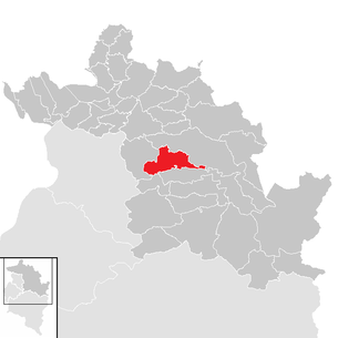 Lage der Gemeinde Andelsbuch im Bezirk Bregenz (anklickbare Karte)