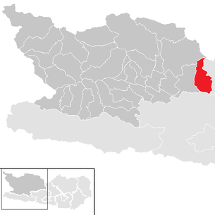 Lage der Gemeinde Bad Kleinkirchheim im Bezirk Spittal an der Drau (anklickbare Karte)
