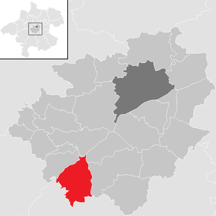 Lage der Gemeinde Bad Wimsbach-Neydharting im Bezirk Wels-Land (anklickbare Karte)