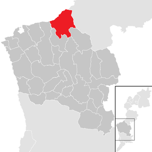 Lage der Gemeinde Bernstein (Burgenland) im Bezirk Oberwart (anklickbare Karte)
