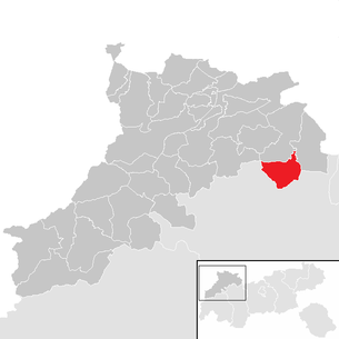 Lage der Gemeinde Biberwier im Bezirk Reutte (anklickbare Karte)