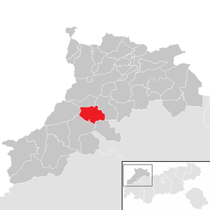 Lage der Gemeinde Elmen im Bezirk Reutte (anklickbare Karte)