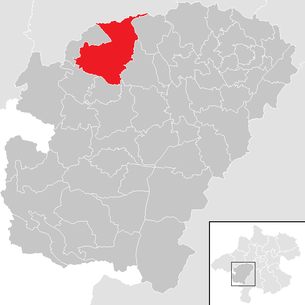 Lage der Gemeinde Frankenburg am Hausruck im Bezirk  Vöcklabruck (anklickbare Karte)