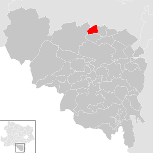 Lage der Gemeinde Grünbach am Schneeberg im Bezirk Neunkirchen (anklickbare Karte)
