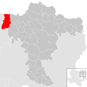 Lage der Gemeinde Großharras im Bezirk Mistelbach (anklickbare Karte)
