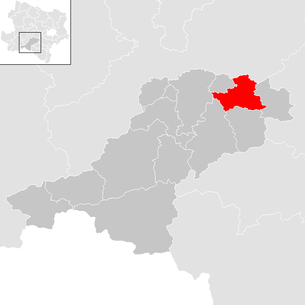 Lage der Gemeinde Hainfeld (Niederösterreich) im Bezirk Lilienfeld (anklickbare Karte)