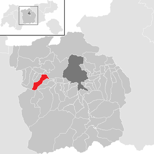 Lage der Gemeinde Inzing im Bezirk Innsbruck Land (anklickbare Karte)