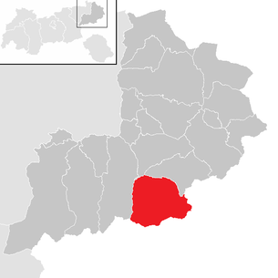 Lage der Gemeinde Jochberg (Tirol) im Bezirk Kitzbühel (anklickbare Karte)