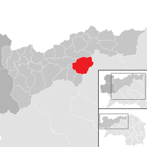 Lage der Gemeinde Johnsbach im Bezirk Liezen (anklickbare Karte)