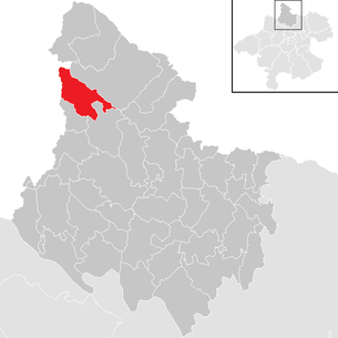 Lage der Gemeinde Julbach (Oberösterreich) im Bezirk Rohrbach (anklickbare Karte)
