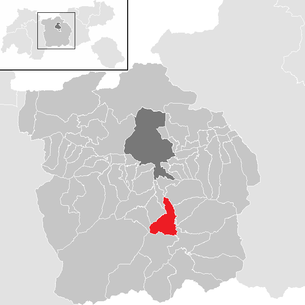 Lage der Gemeinde Mühlbachl im Bezirk Innsbruck Land (anklickbare Karte)