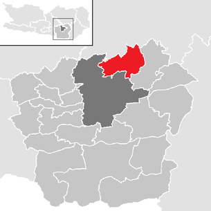 Lage der Gemeinde Maria Saal im Bezirk Klagenfurt-Land (anklickbare Karte)