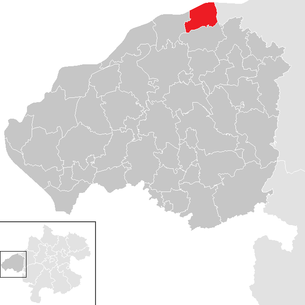 Lage der Gemeinde Mining im Bezirk Braunau am Inn (anklickbare Karte)