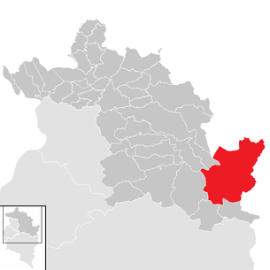 Lage der Gemeinde Mittelberg (Vorarlberg) im Bezirk Bregenz (anklickbare Karte)