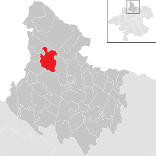 Lage der Gemeinde Peilstein im Mühlviertel im Bezirk Rohrbach (anklickbare Karte)