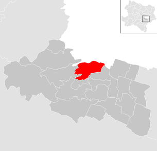 Lage der Gemeinde Perchtoldsdorf im Bezirk Mödling (anklickbare Karte)