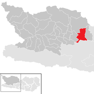Lage der Gemeinde Radenthein im Bezirk Spittal an der Drau (anklickbare Karte)