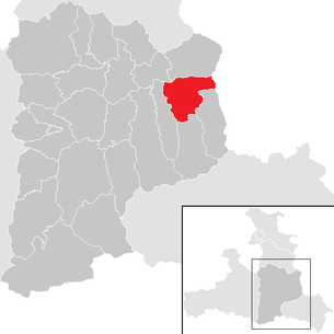 Lage der Gemeinde Radstadt im Bezirk St. Johann im Pongau (anklickbare Karte)