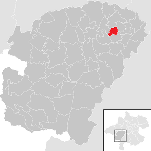Lage der Gemeinde Rutzenham im Bezirk  Vöcklabruck (anklickbare Karte)