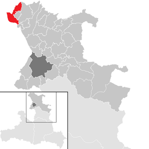 Lage der Gemeinde Sankt Georgen bei Salzburg im Bezirk St. Johann im Pongau (anklickbare Karte)
