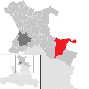 Lage der Gemeinde Sankt Gilgen im Bezirk St. Johann im Pongau (anklickbare Karte)